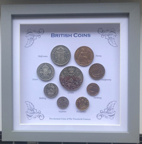 Framed british coins - framed,